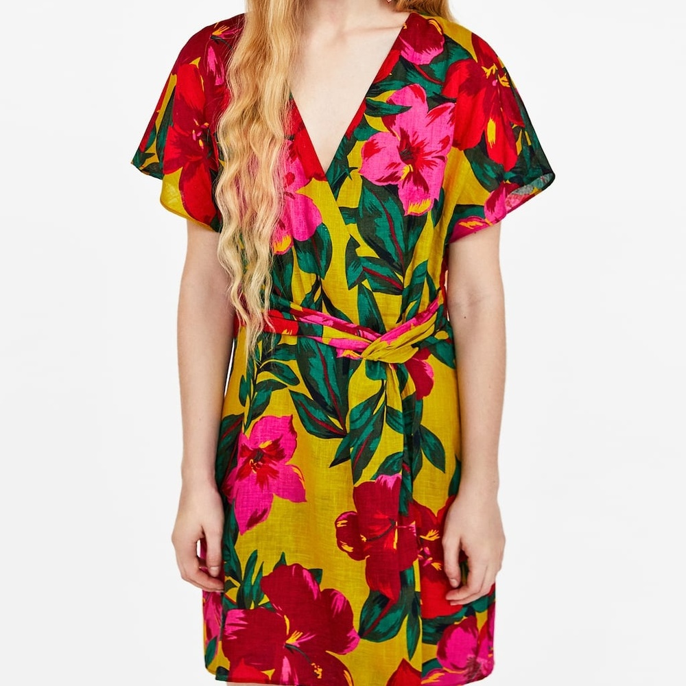 ZARA Print linen dress